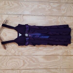 Betsy & Adam NEW Purple Embellished Empire Waist Ruffle Dress Size 10